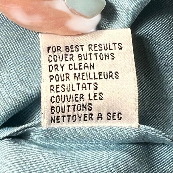 NWOT Talbots Womens 10 Blue Silk Wool Blend Blouse Button Up V Neckline Elegant - Picture 9 of 12